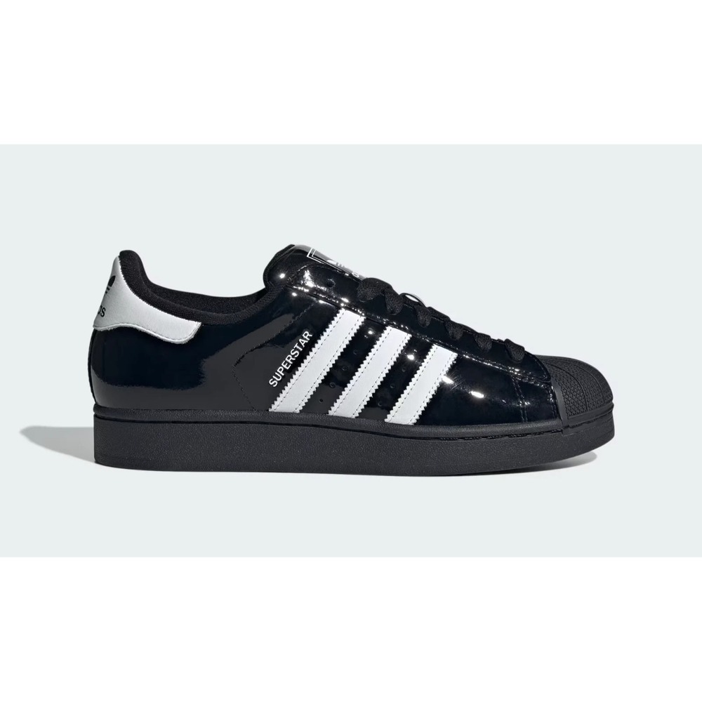 Adidas Superstar II‎ Womens Size 5.5 Patent Leather Shoes Core Black /White NEW
